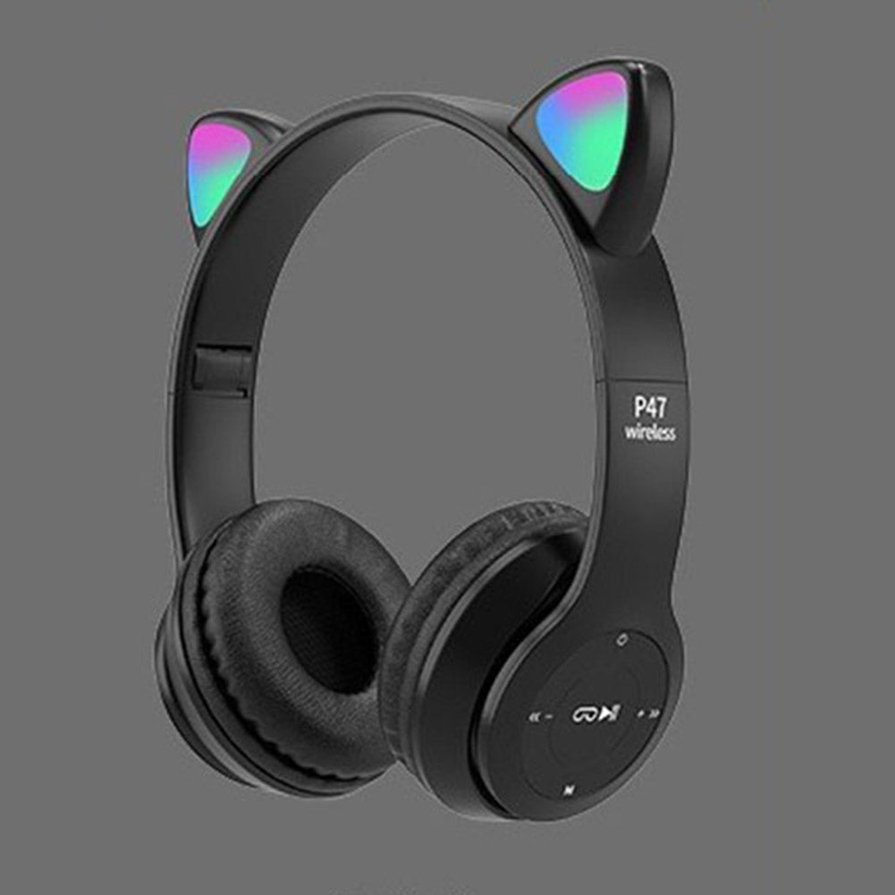Wireless Cat Ear Headphones with LED Lights black by HitMyNeed