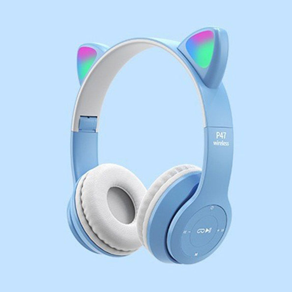 Wireless Cat Ear Headphones with LED Lights blue by HitMyNeed