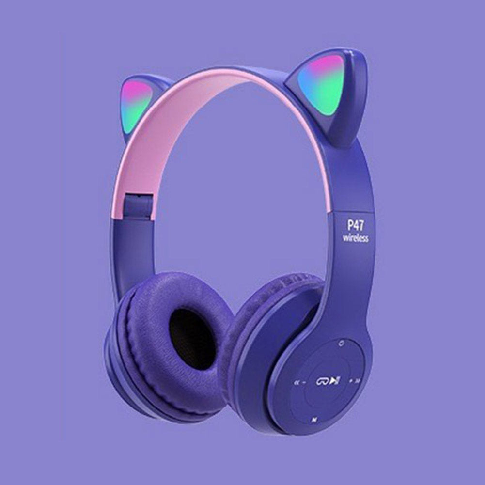 Wireless Cat Ear Headphones with LED Lights purple by HitMyNeed