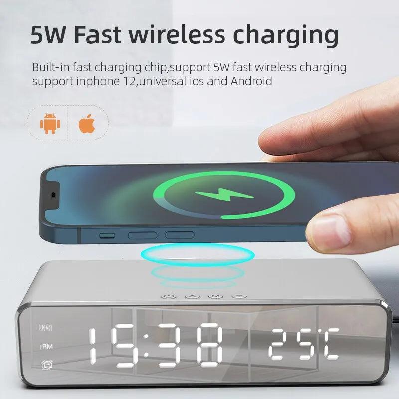 Wireless Charger Alarm Clock with LED Time & Temperature by HitMyNeed