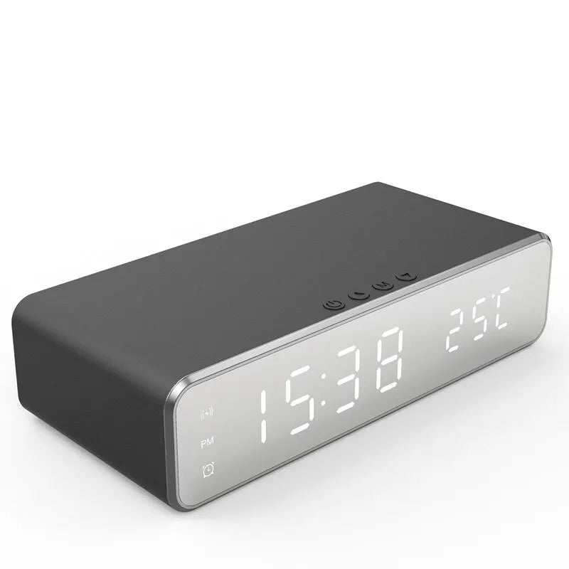 Wireless Charger Alarm Clock with LED Time & Temperature black by HitMyNeed