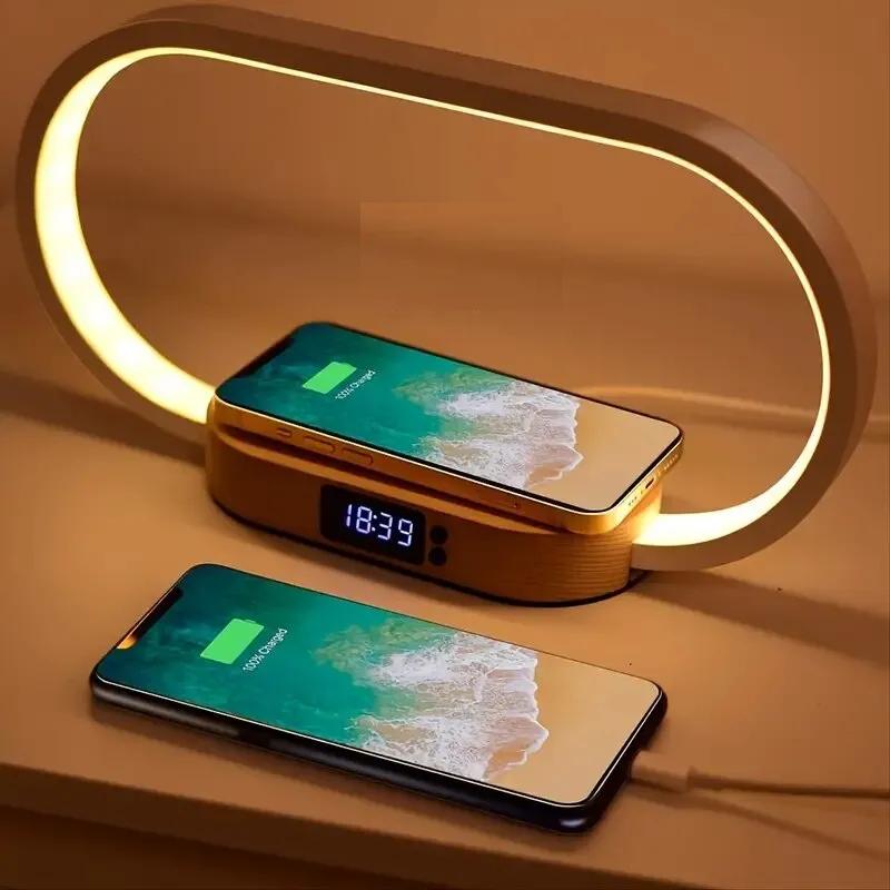 Wireless Charging Desk Lamp with Clock & USB Port by HitMyNeed
