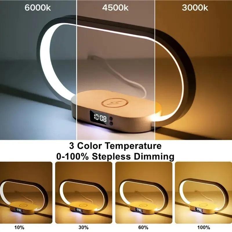 Wireless Charging Desk Lamp with Clock & USB Port by HitMyNeed