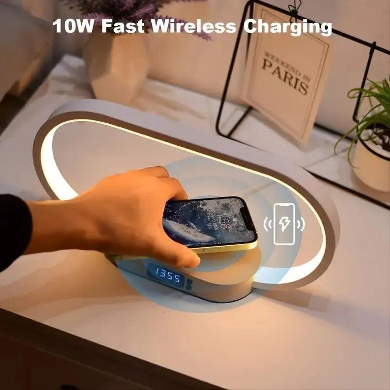 Wireless Charging Desk Lamp with Clock & USB Port by HitMyNeed