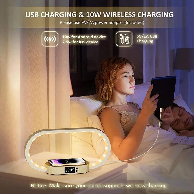 Wireless Charging Desk Lamp with Clock & USB Port by HitMyNeed