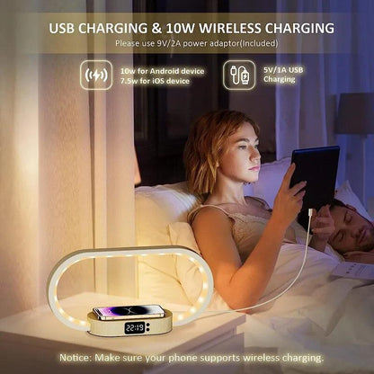 Wireless Charging Desk Lamp with Clock & USB Port by HitMyNeed