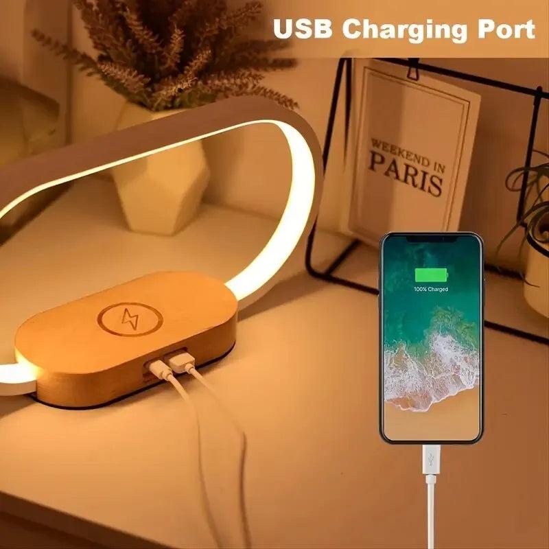 Wireless Charging Desk Lamp with Clock & USB Port by HitMyNeed