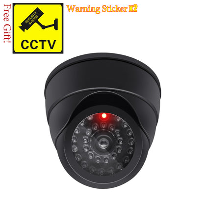 Wireless Dummy Dome CCTV Camera with Flashing LED conch-black by HitMyNeed