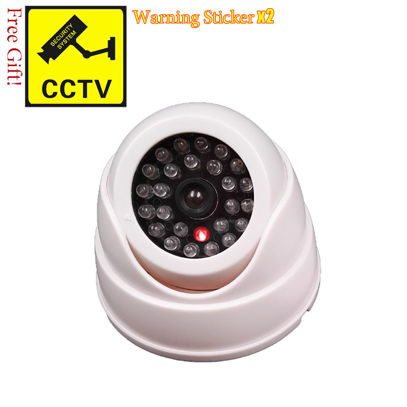 Wireless Dummy Dome CCTV Camera with Flashing LED conch-white by HitMyNeed