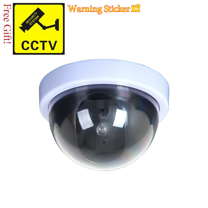 Wireless Dummy Dome CCTV Camera with Flashing LED dome-white by HitMyNeed