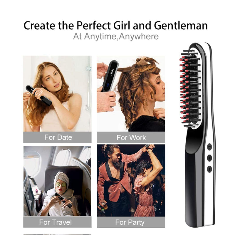 Wireless Ionic Beard & Hair Straightening Brush by HitMyNeed