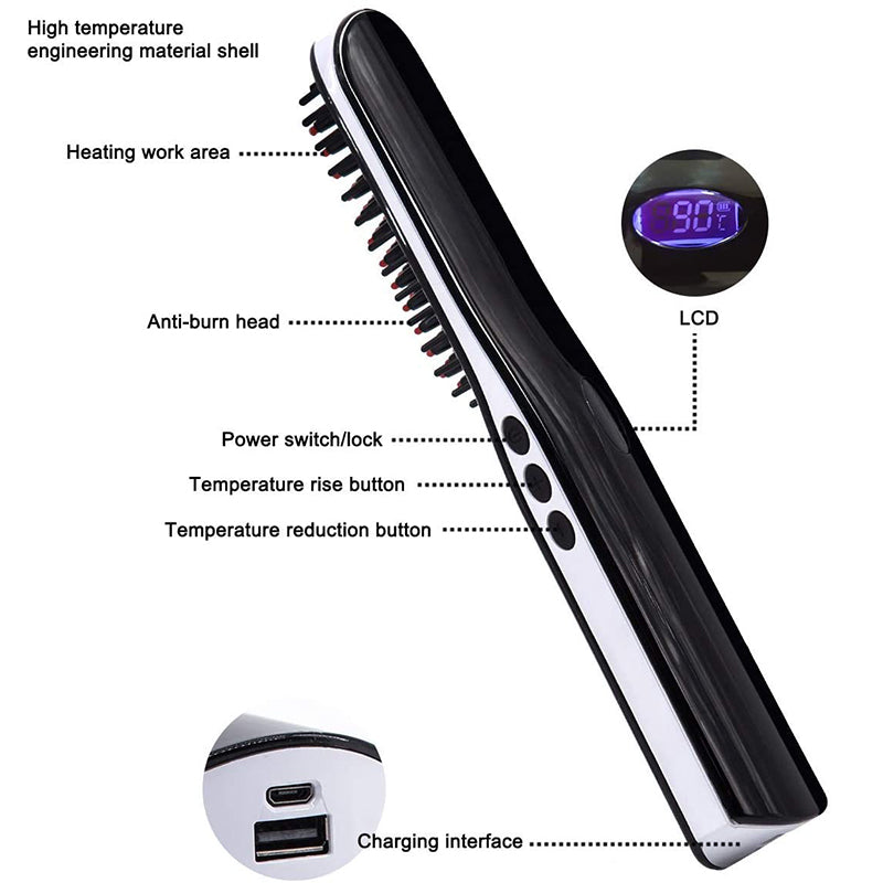 Wireless Ionic Beard & Hair Straightening Brush by HitMyNeed