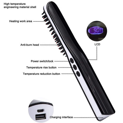 Wireless Ionic Beard & Hair Straightening Brush by HitMyNeed