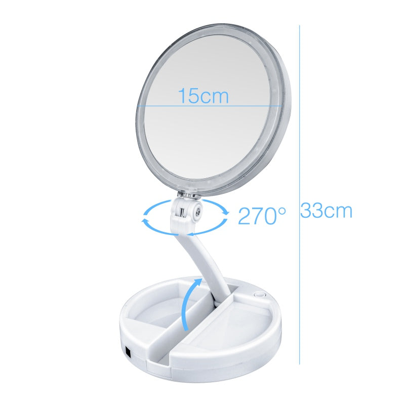 Wireless LED Makeup Vanity Mirror with 10X Zoom by HitMyNeed