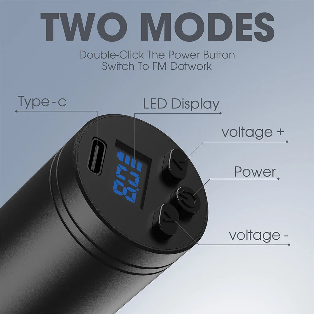 Wireless Rotary Tattoo Pen with LED & Battery Pack by HitMyNeed