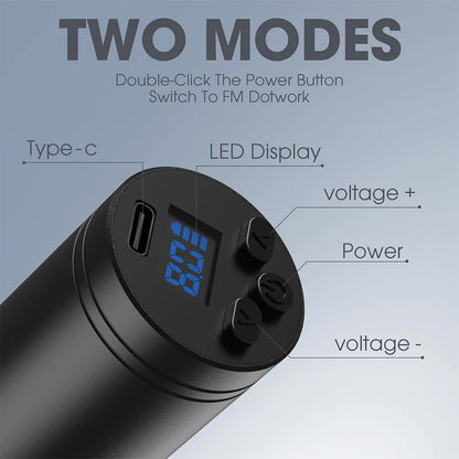 Wireless Rotary Tattoo Pen with LED & Battery Pack by HitMyNeed