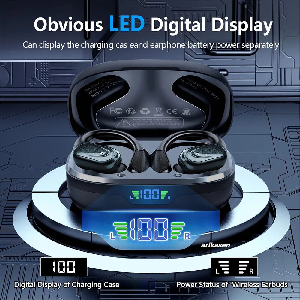 Wireless Sport Earbuds Bluetooth 5.3 with Mic 75H IPX6 by HitMyNeed