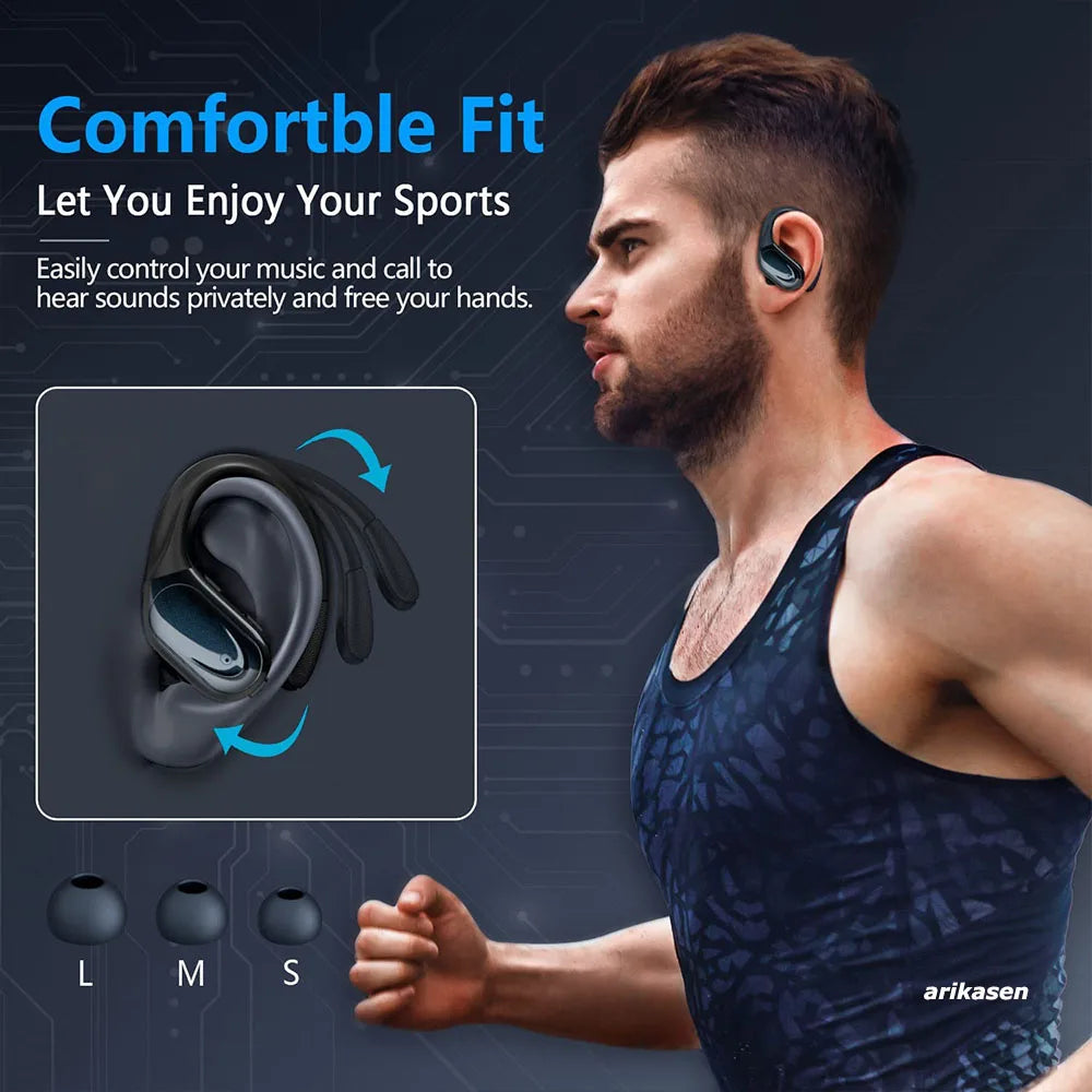 Wireless Sport Earbuds Bluetooth 5.3 with Mic 75H IPX6 by HitMyNeed