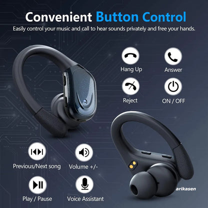 Wireless Sport Earbuds Bluetooth 5.3 with Mic 75H IPX6 by HitMyNeed
