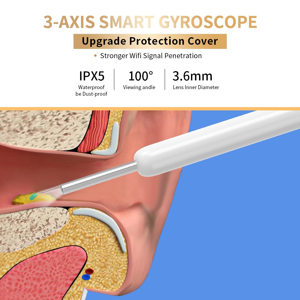 Wireless WiFi Ear Otoscope Camera with LED Light by HitMyNeed