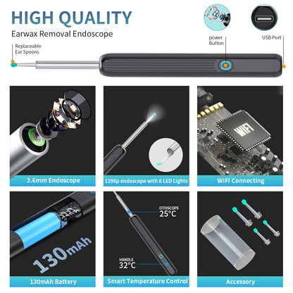Wireless WiFi Ear Otoscope Camera with LED Light by HitMyNeed