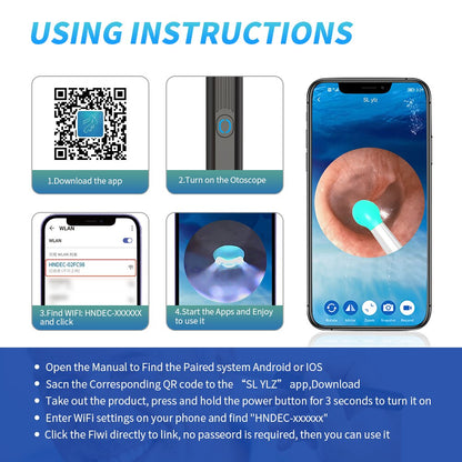 Wireless WiFi Ear Otoscope Camera with LED Light by HitMyNeed