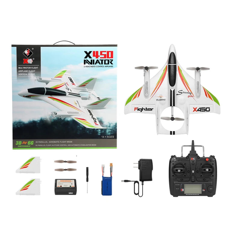 Wltoys XKS X450 6CH VTOL RC Airplane with LED by HitMyNeed