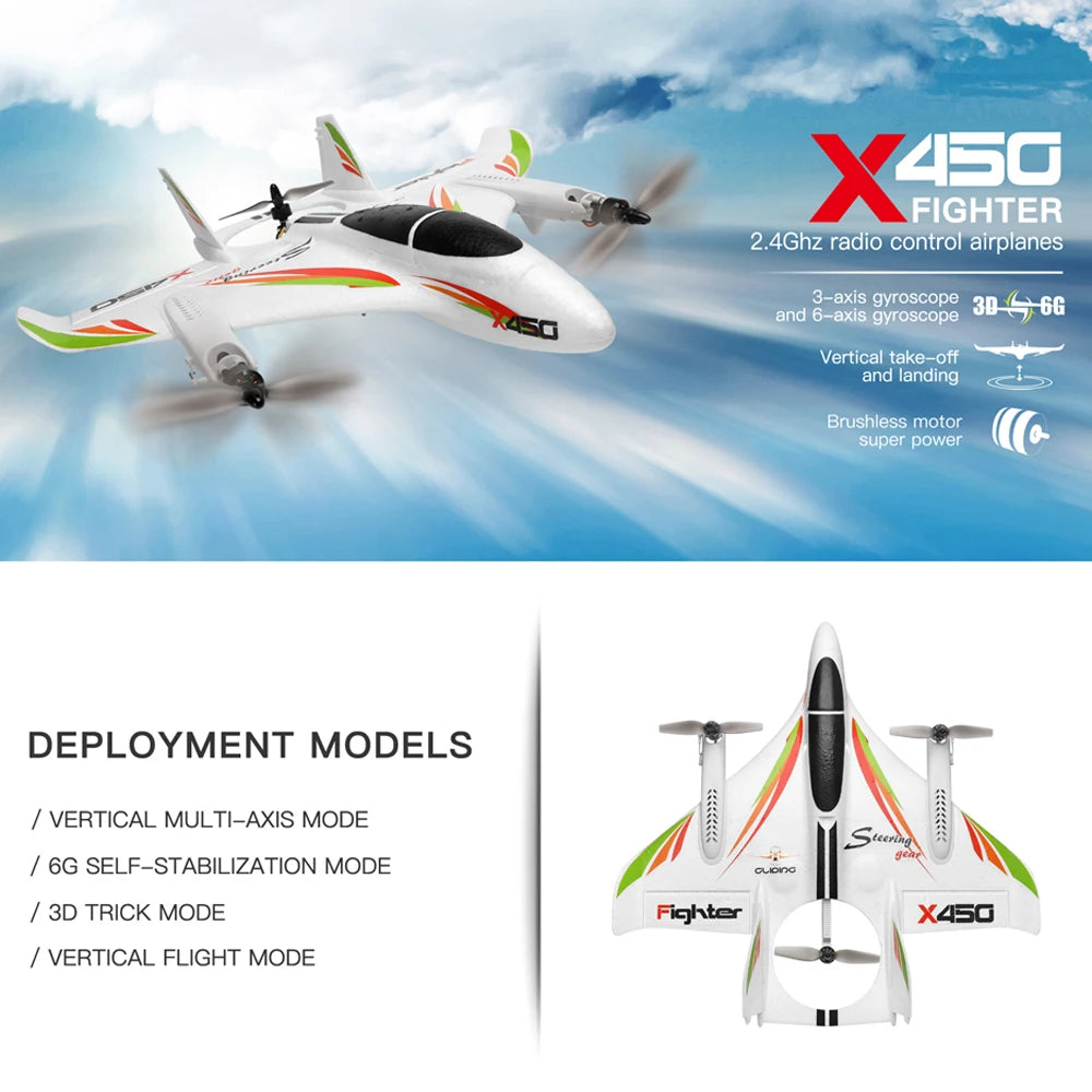 Wltoys XKS X450 6CH VTOL RC Airplane with LED by HitMyNeed