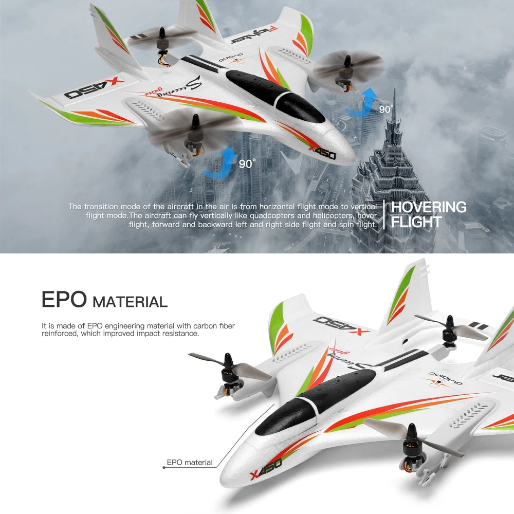 Wltoys XKS X450 6CH VTOL RC Airplane with LED by HitMyNeed