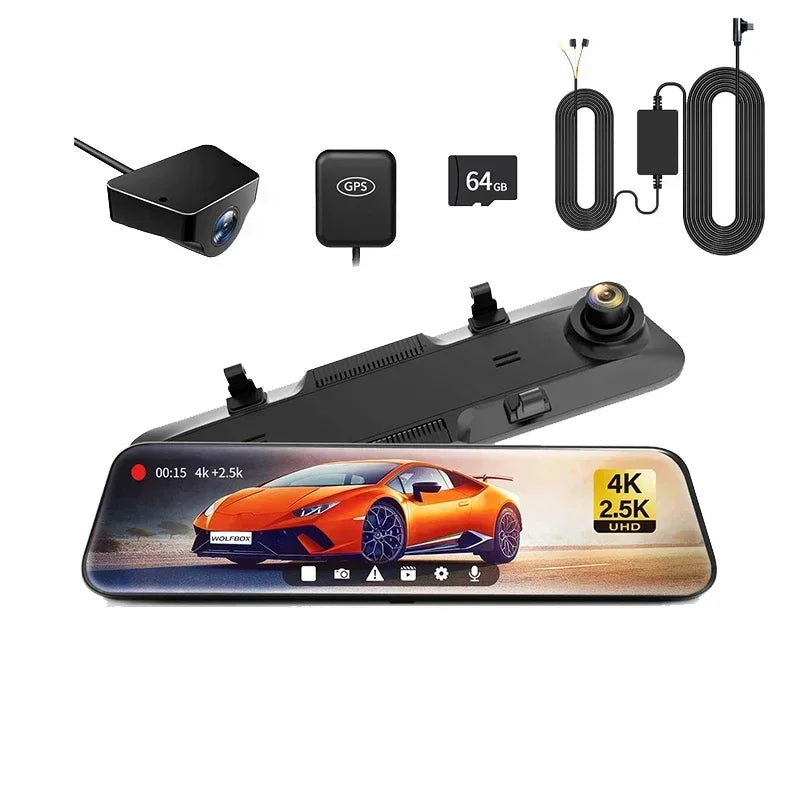 Wolfbox G900 4K Rearview Mirror Dash Cam with GPS by HitMyNeed