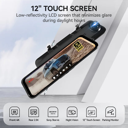 Wolfbox G900 4K Rearview Mirror Dash Cam with GPS by HitMyNeed