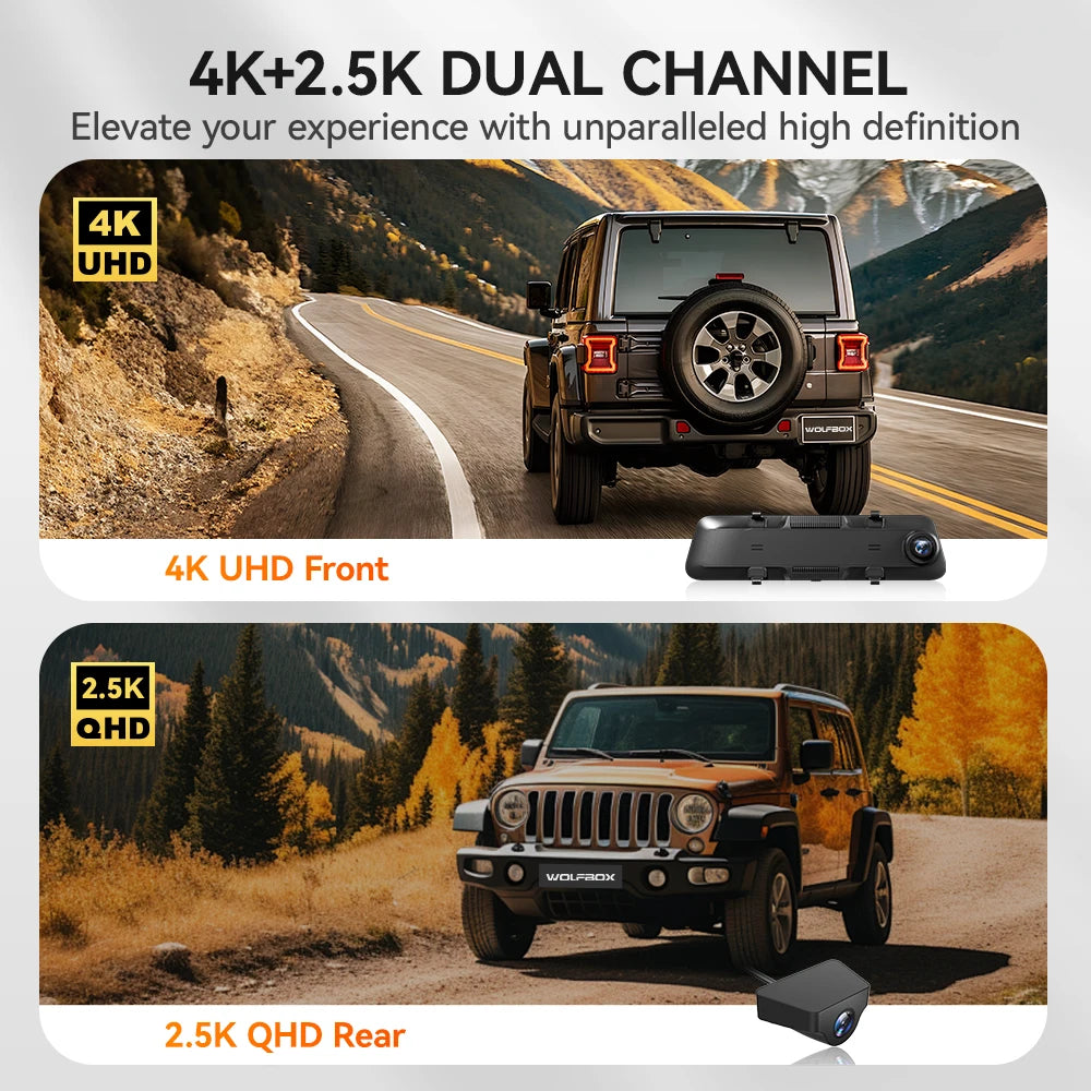 Wolfbox G900 4K Rearview Mirror Dash Cam with GPS by HitMyNeed