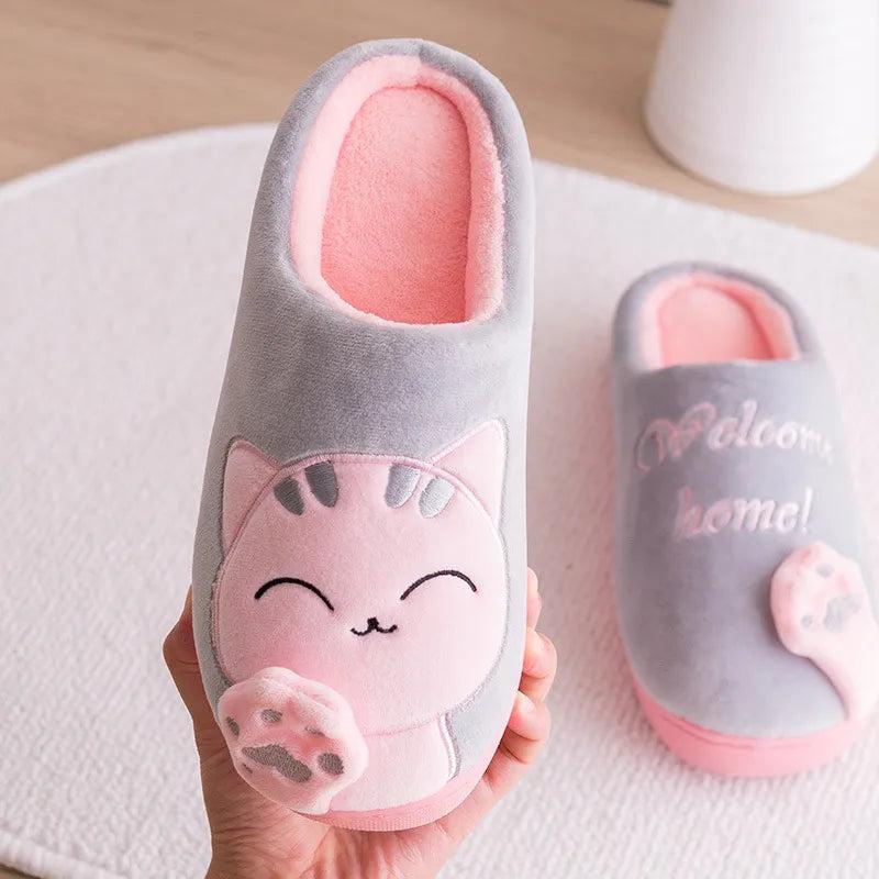 Women & Men Winter Cat Slippers Non-Slip Plush by HitMyNeed