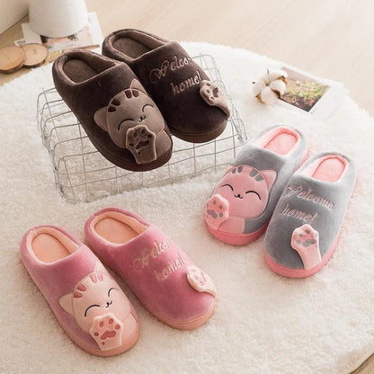 Women & Men Winter Cat Slippers Non-Slip Plush by HitMyNeed