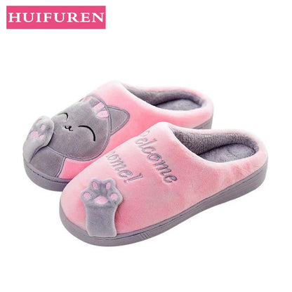 Women & Men Winter Cat Slippers Non-Slip Plush by HitMyNeed