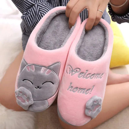 Women & Men Winter Cat Slippers Non-Slip Plush by HitMyNeed