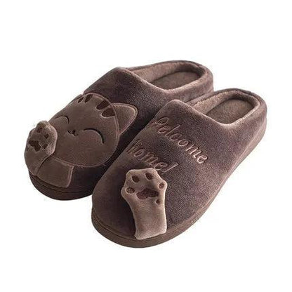 Women & Men Winter Cat Slippers Non-Slip Plush brown-man 9-9-5cn40-41 by HitMyNeed