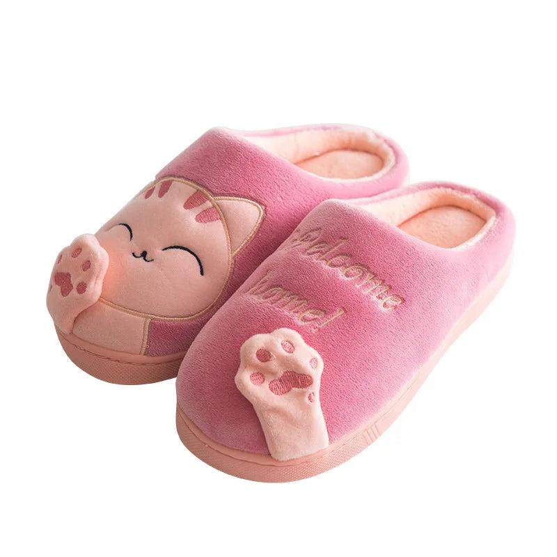 Women & Men Winter Cat Slippers Non-Slip Plush rubberred-woman 11-11-5cn44-45 by HitMyNeed