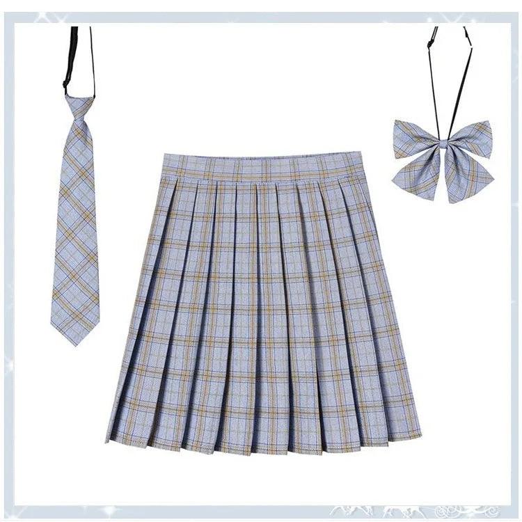 Women Plaid Pleated Mini Skirt with Necktie XXS-5XL 11 xl by HitMyNeed