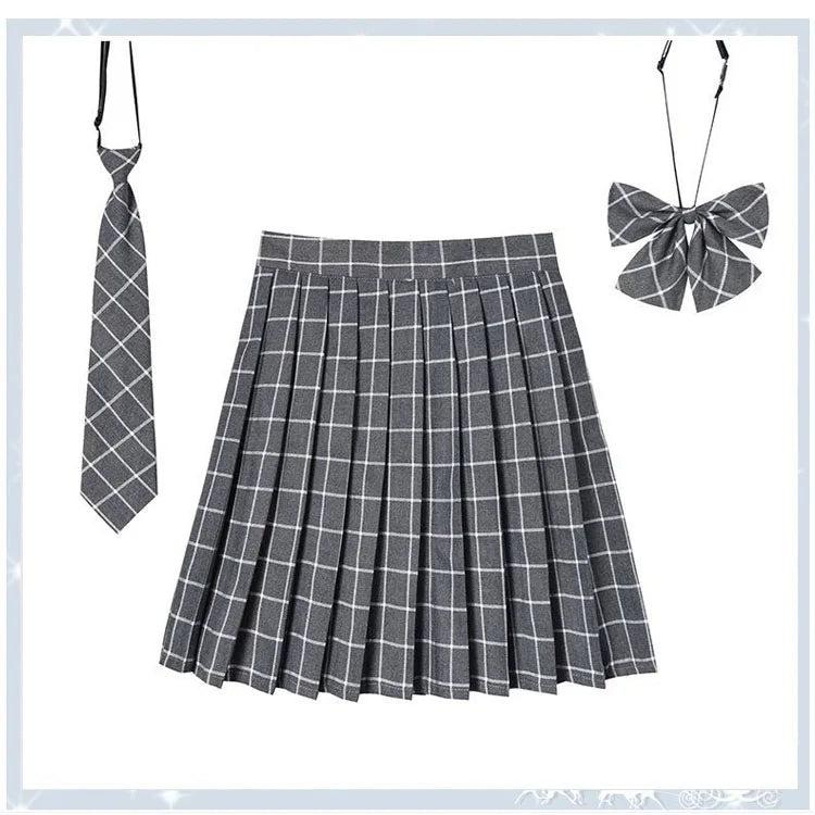 Women Plaid Pleated Mini Skirt with Necktie XXS-5XL 12 5xl by HitMyNeed