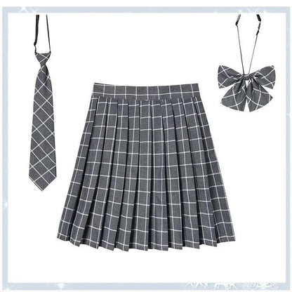 Women Plaid Pleated Mini Skirt with Necktie XXS-5XL 12 5xl by HitMyNeed