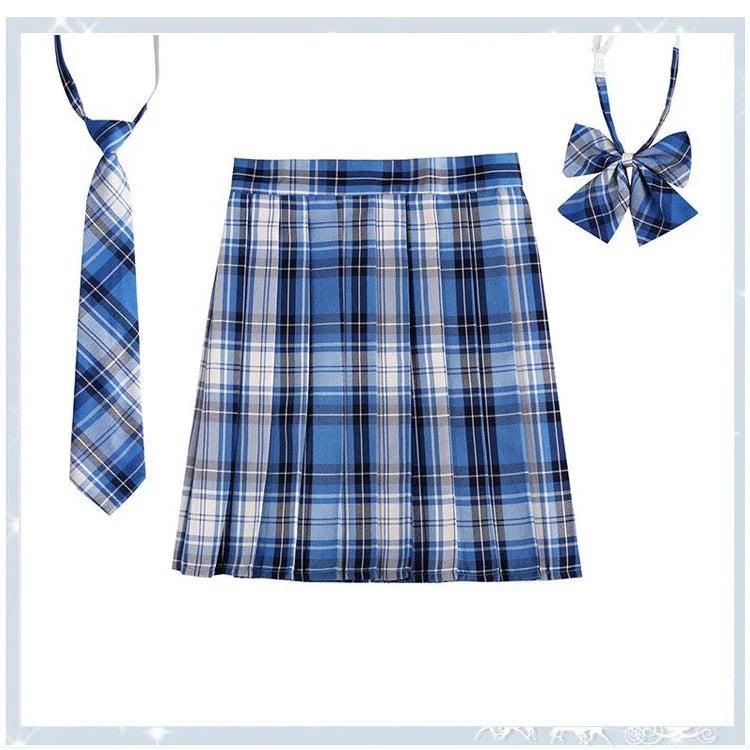 Women Plaid Pleated Mini Skirt with Necktie XXS-5XL 13 m by HitMyNeed