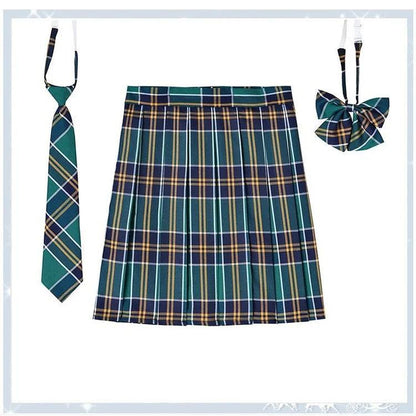 Women Plaid Pleated Mini Skirt with Necktie XXS-5XL 16 l by HitMyNeed