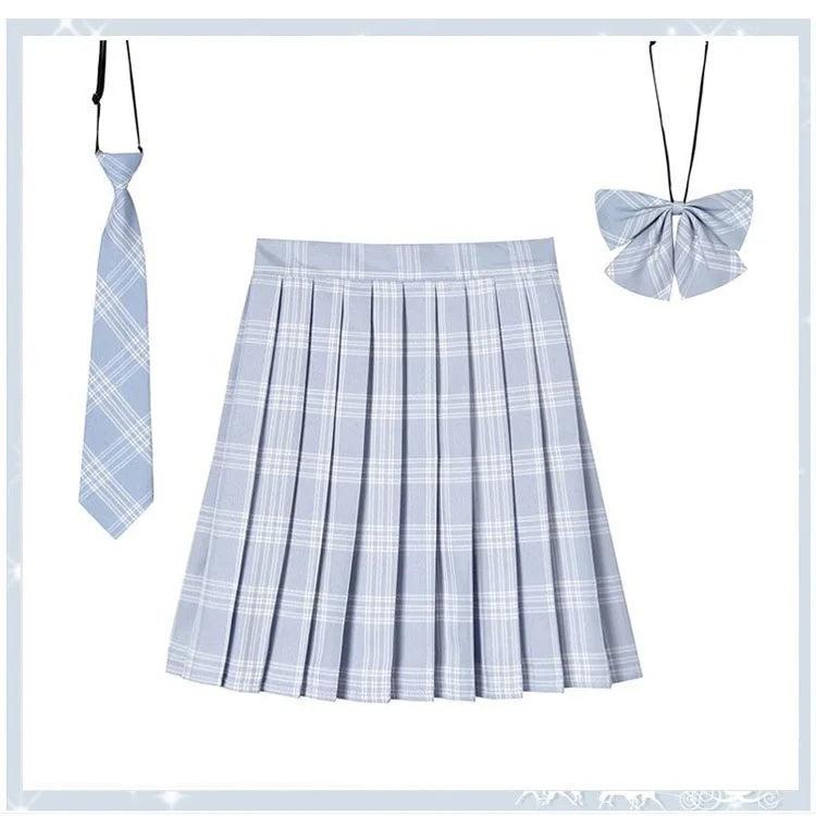 Women Plaid Pleated Mini Skirt with Necktie XXS-5XL 17 m by HitMyNeed