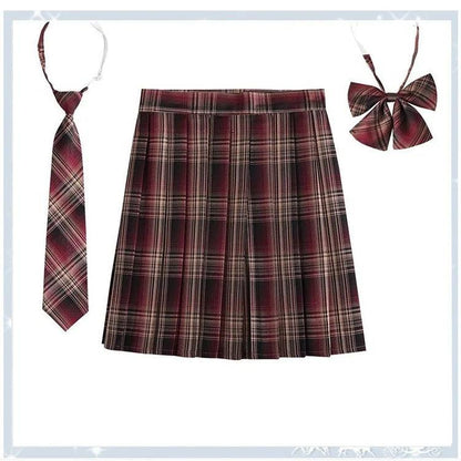 Women Plaid Pleated Mini Skirt with Necktie XXS-5XL 19 xs by HitMyNeed