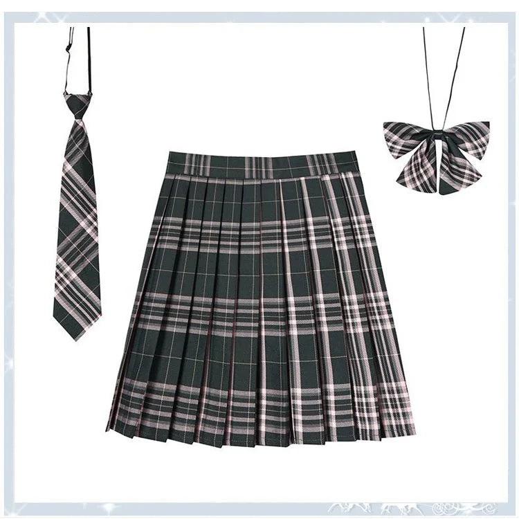Women Plaid Pleated Mini Skirt with Necktie XXS-5XL 21 5xl by HitMyNeed