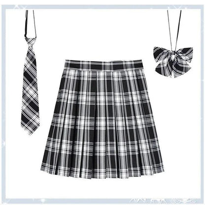 Women Plaid Pleated Mini Skirt with Necktie XXS-5XL 22 s by HitMyNeed