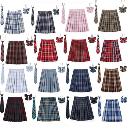 Women Plaid Pleated Mini Skirt with Necktie XXS-5XL by HitMyNeed
