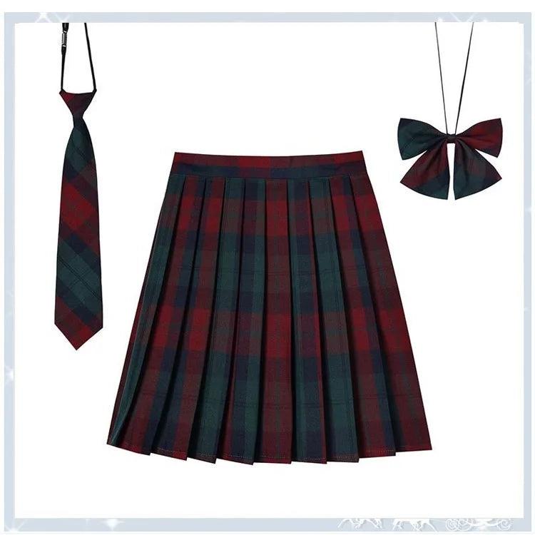Women Plaid Pleated Mini Skirt with Necktie XXS-5XL 28 xxs by HitMyNeed