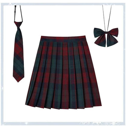 Women Plaid Pleated Mini Skirt with Necktie XXS-5XL 28 xxs by HitMyNeed
